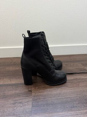 ALDO Black Lace-Up Block Heel Ankle Boots